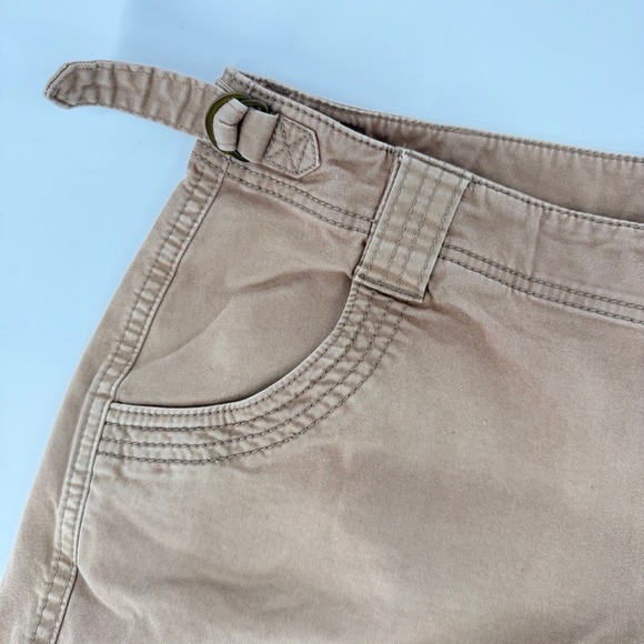 Athleta Organic Cotton Casual Khaki Shorts Side Tabs Casual Summer Size 4 Tan - Picture 3 of 7